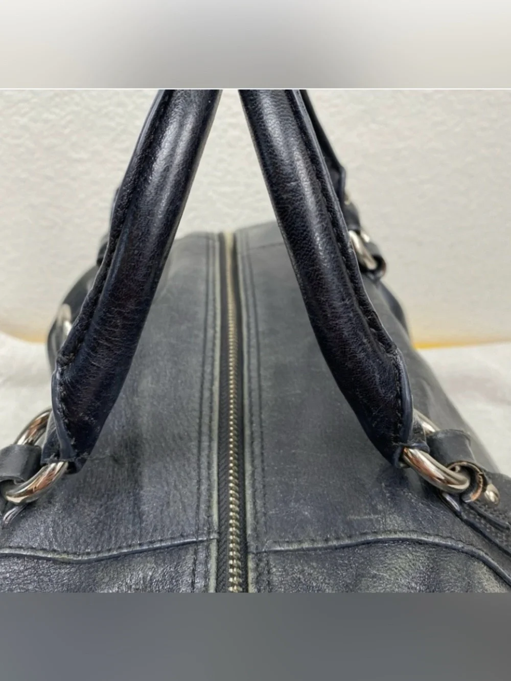 Coach Womens Black Leather Silver Hardware Satchel Classic Bag Purse Streetwear